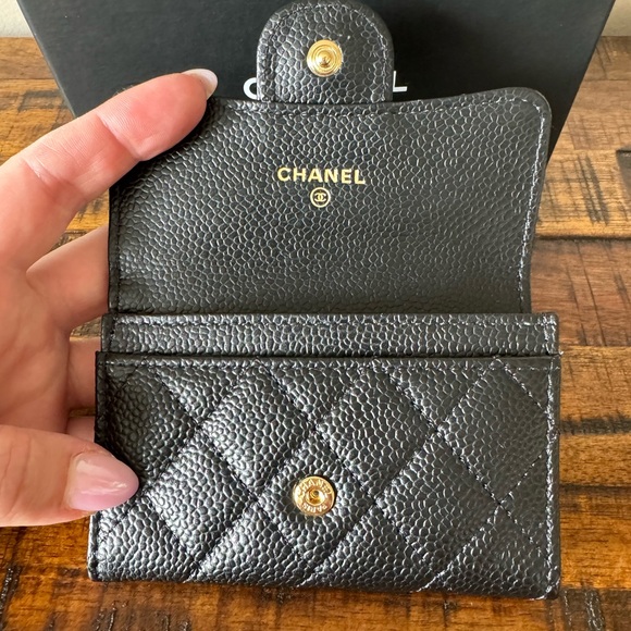 CHANEL CLASSIC CARD HOLDER WALLET BLACK CAVIAR GOLD HARDWARE NEW - Picture 2 of 10